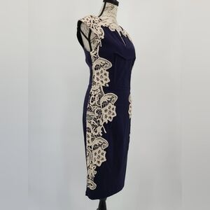 Modcloth London Dress Co Navy Bodycon Dress With Lace